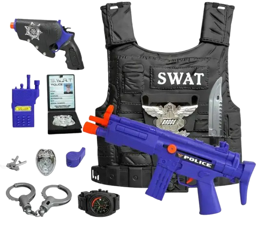 SET CHALECO Y ACCESORIOS DE POLICIA